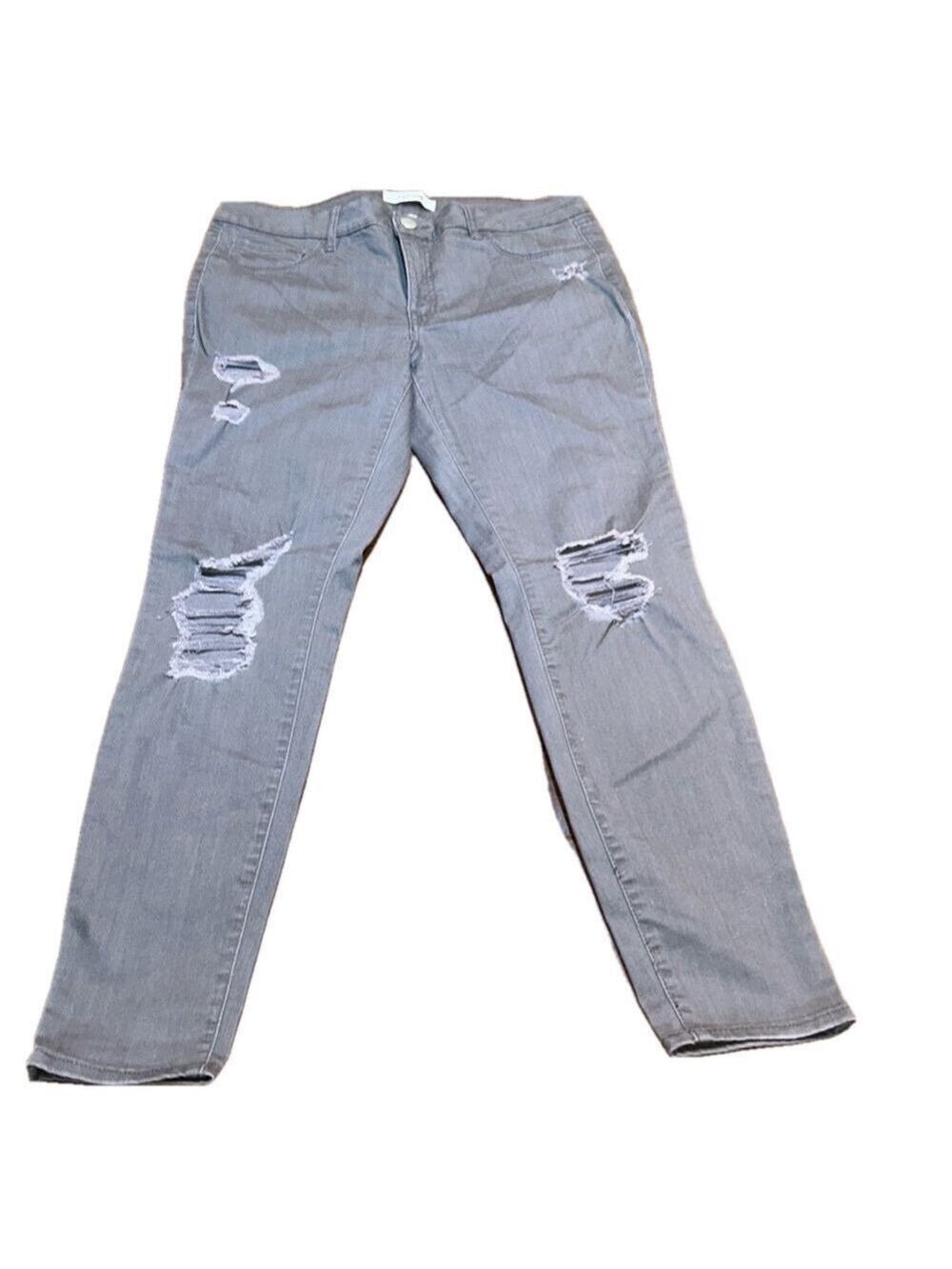 REFUGE Dark Gray Skinny Leg Distressed Jeans Size 10